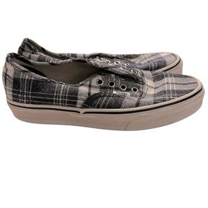 Vans Low Top Skate Shoes Plaid Black /White - Men's Size 6 - Women's 7.5
